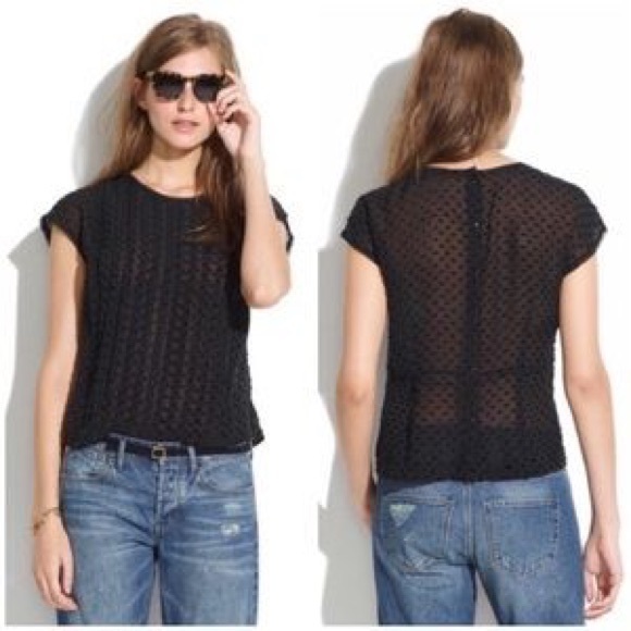 Madewell Tops - Madewell Black Silk Texture Pleat Button Down Top